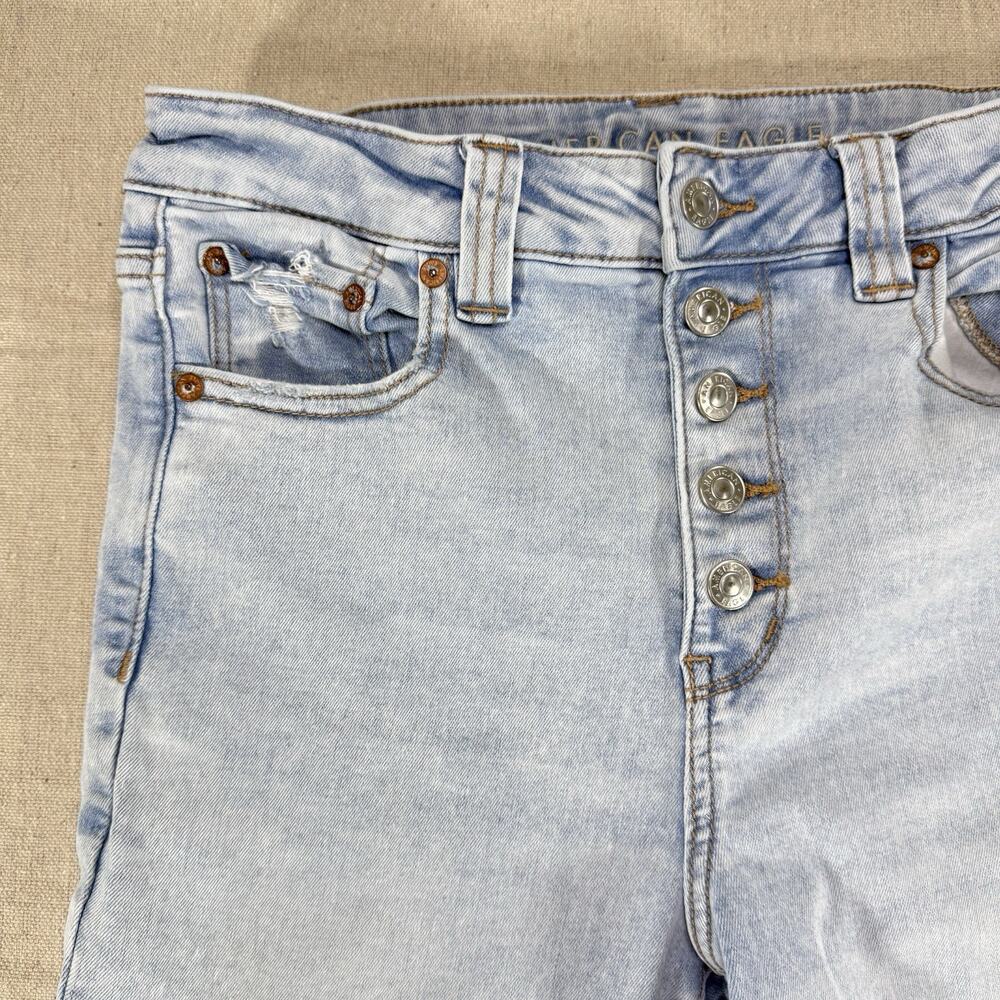 American Eagle Outfitters Womens Super High Rise Flare Jeans Light Wash 10 - Picture 2 of 13